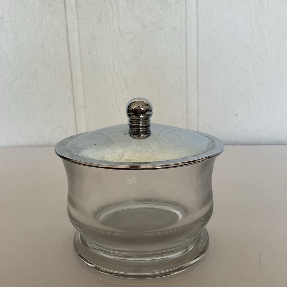 Pottery Barn Heavy Glass Lidded Vanity Jar
